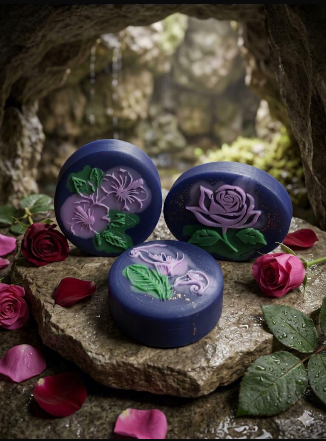 Sabonetes de anil e argila branca com óleo de coco