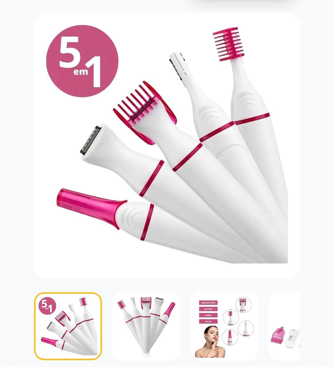 Mini Depilador Elétrico Portátil 5 em 1 – Praticidade e Pele Lisa em Minutos