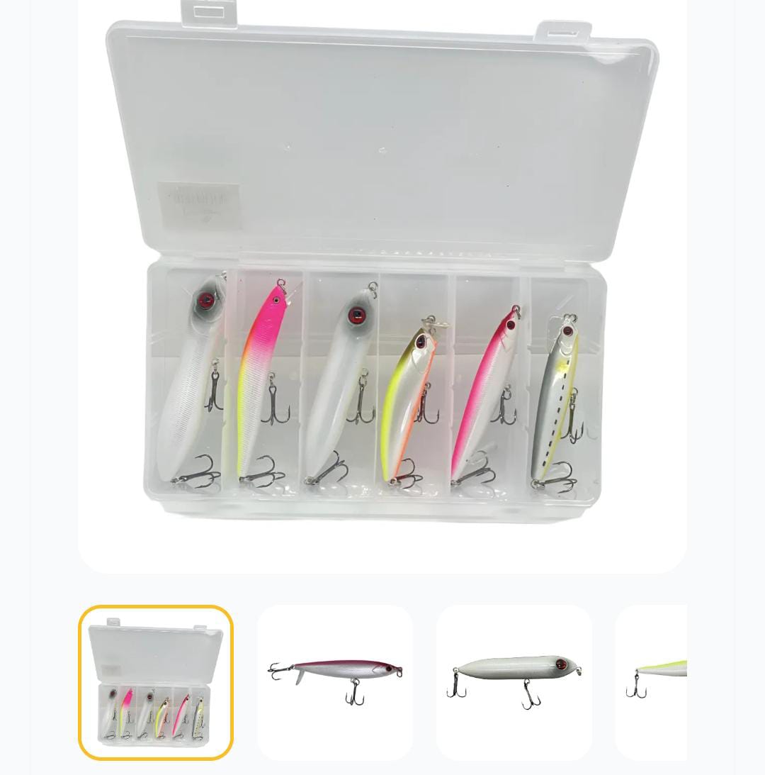 Kit 6 Iscas P/ Tucunaré Superficie + Estojo Brinde