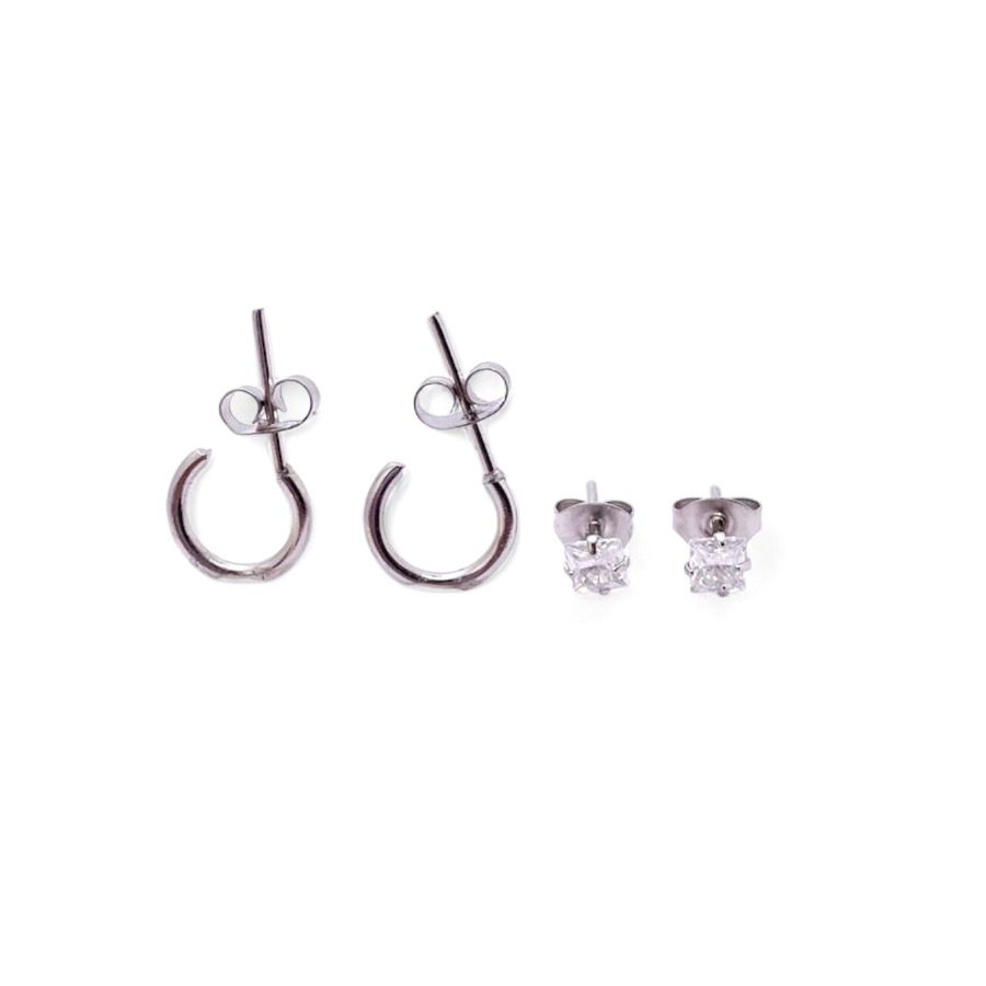 Brinco Duplo: Argola e pedra