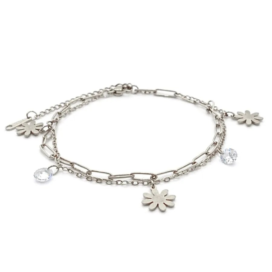 Tornozeleira de Flor e Zircônia