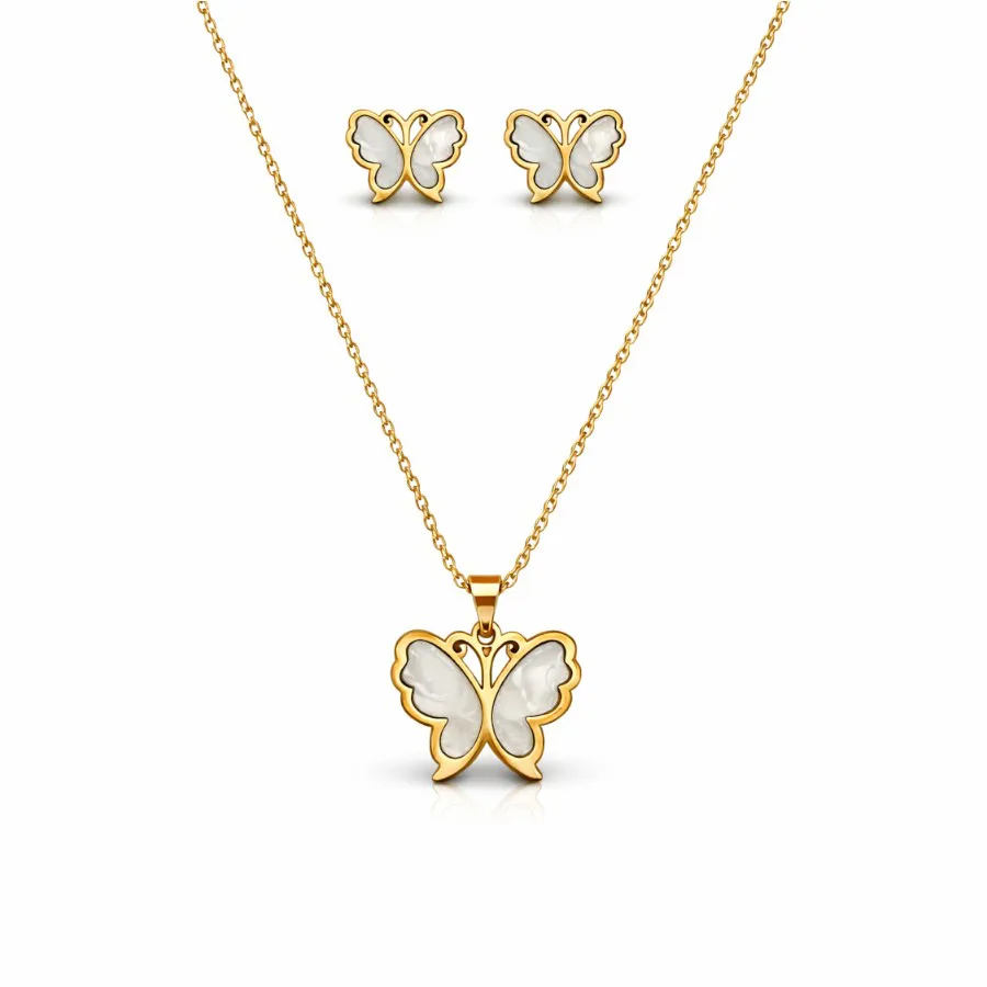 Conjunto Borboleta: Brinco e colar