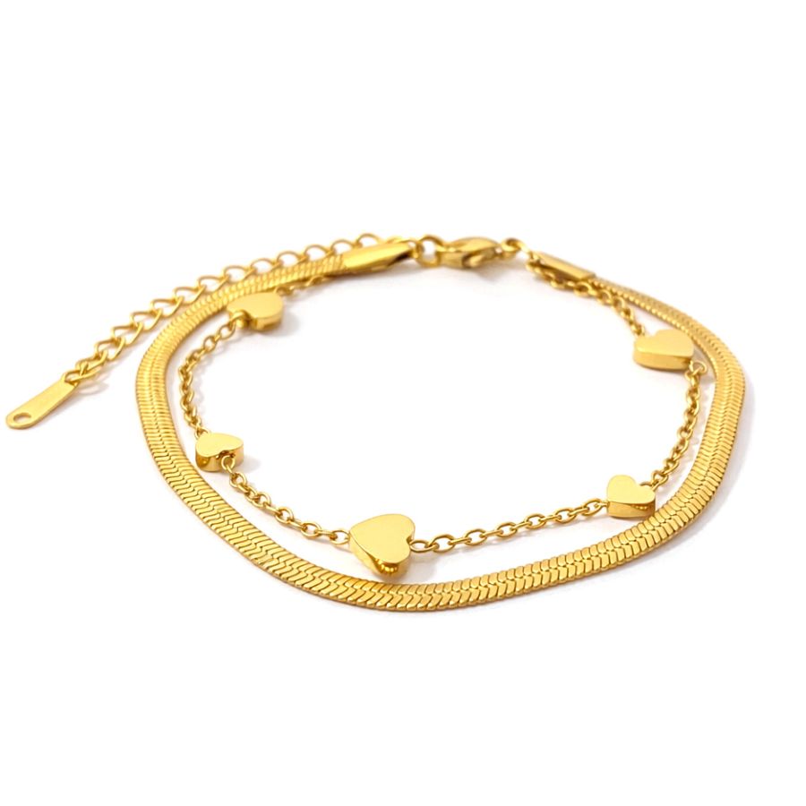 Pulseira Dupla 5 Corações Delicados