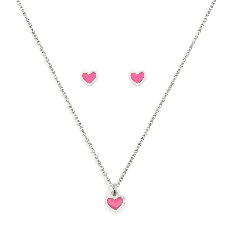 Conjunto Coração rosa bebê